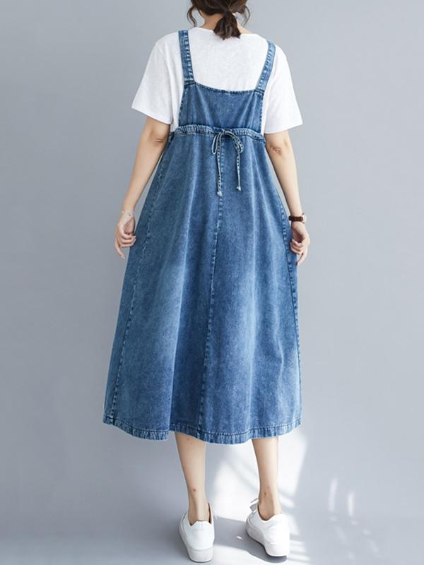 xakxx Original Solid Denim Strapless Dress