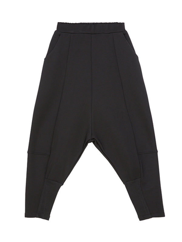 xakxx Stylish Black Velvet Split-Joint Harem Pants