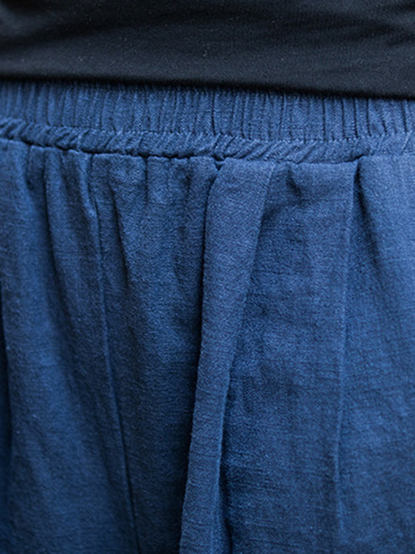 xakxx Wide Leg Elasticity Solid Color Pants Trousers