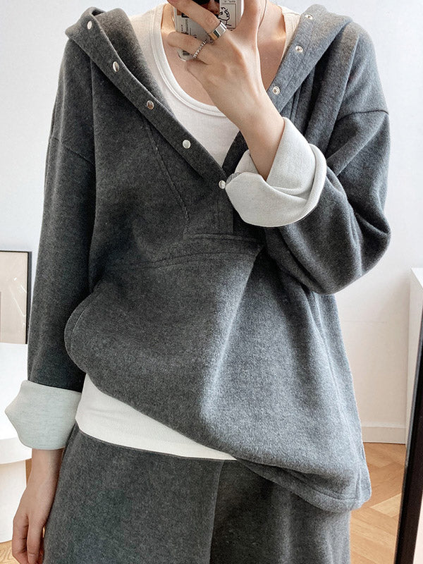 xakxx xakxx-Loose Hoodies And Wide-Leg Pants Suits