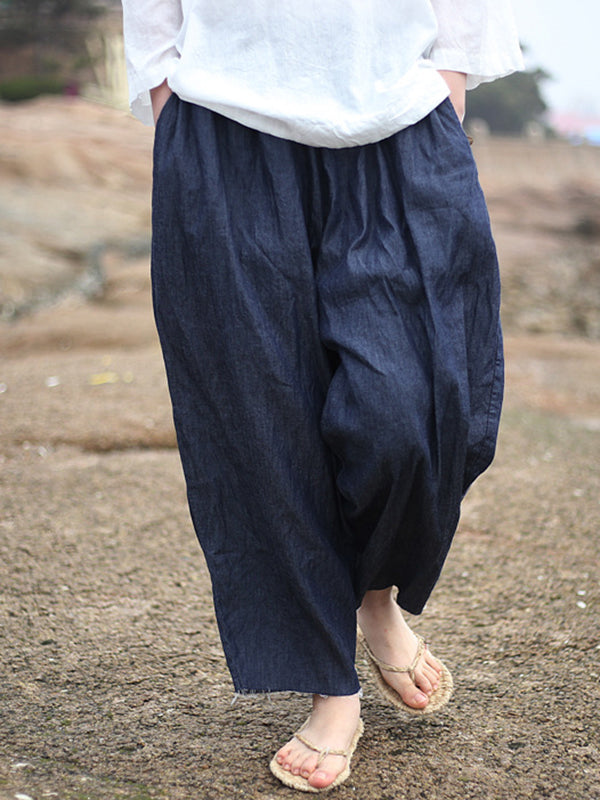 xakxx Vintage Loose Denim Color Wide Leg Jean Pants