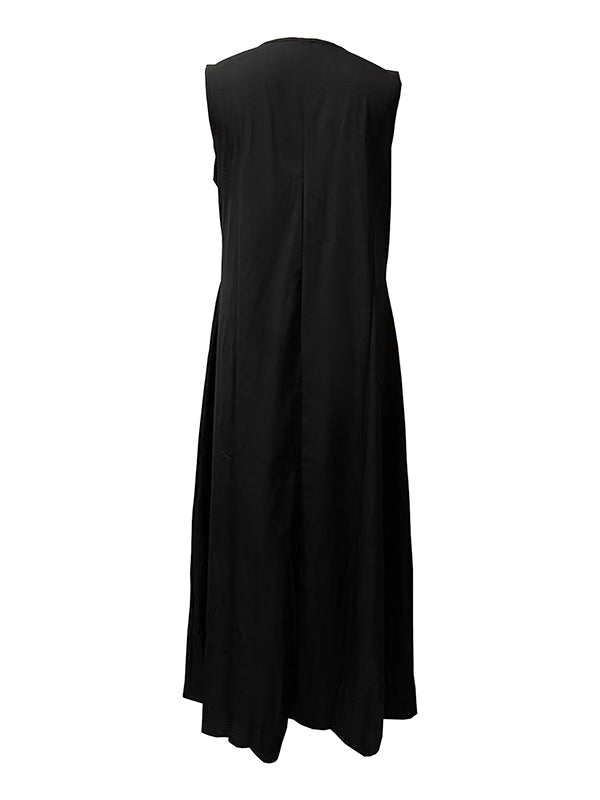 xakxx Original Loose V-Neck Face Printed Black Maxi Dress