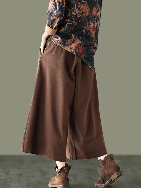 xakxx Simple Wide Leg Loose Solid Color Casual Pants Bottoms