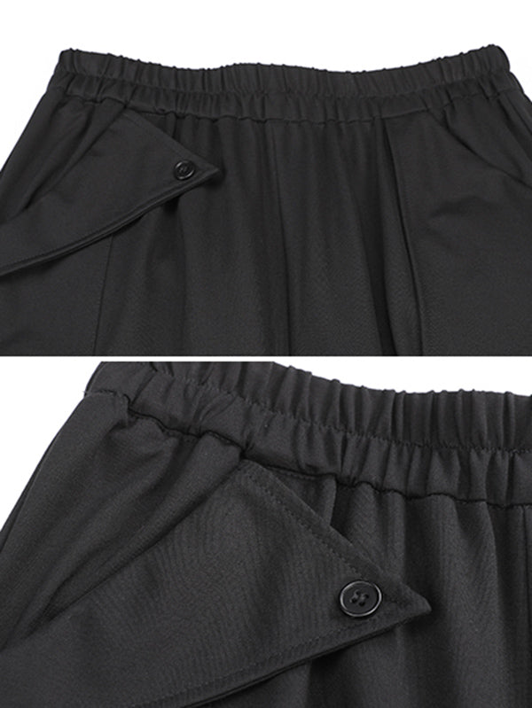 xakxx Stylish Black Asymmetric Elasticity Harem Pants