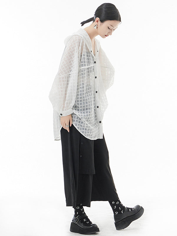 xakxx Loose Batwing Sleeves Sun Protection See-Through Blouse