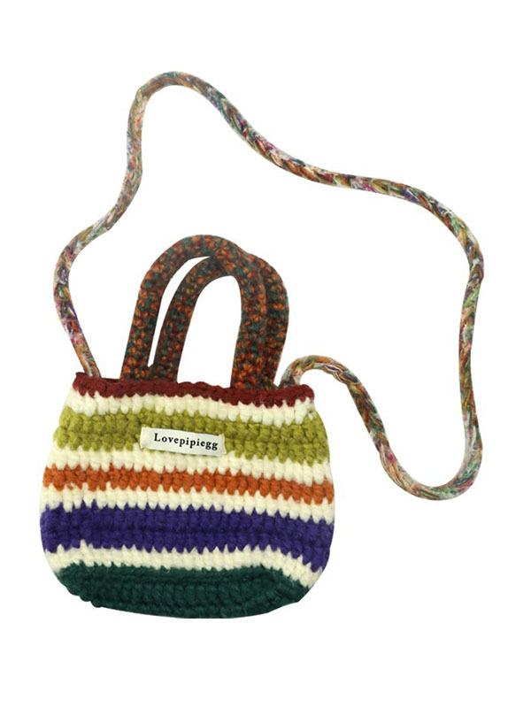 xakxx Colorful Contrast Color Crossbody Bag Woven Handbag