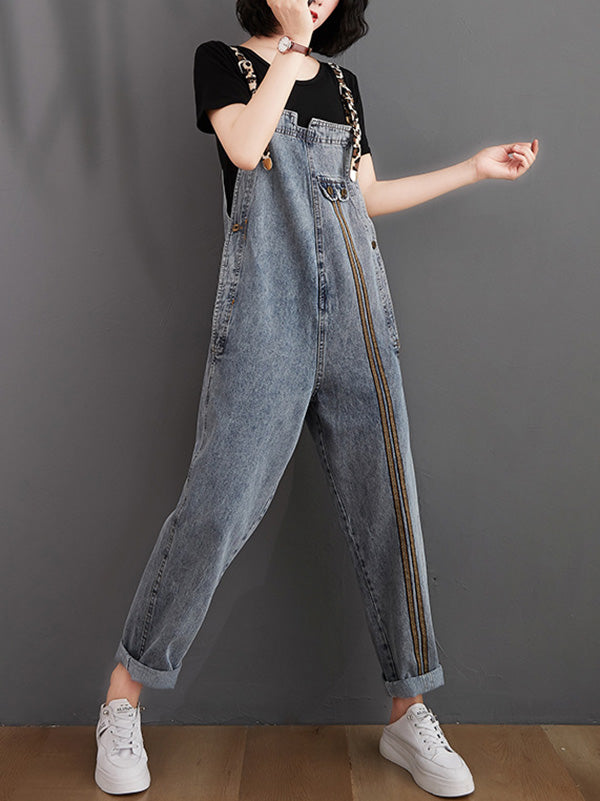 xakxx Original Leopard Elasticity Denim Overalls