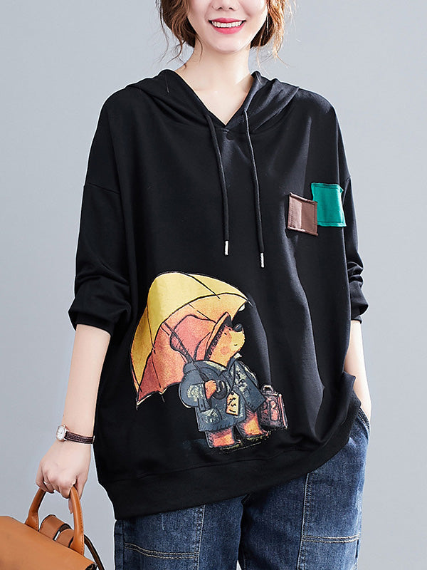 xakxx Original Cartoon Printed Drawstring Hoodies