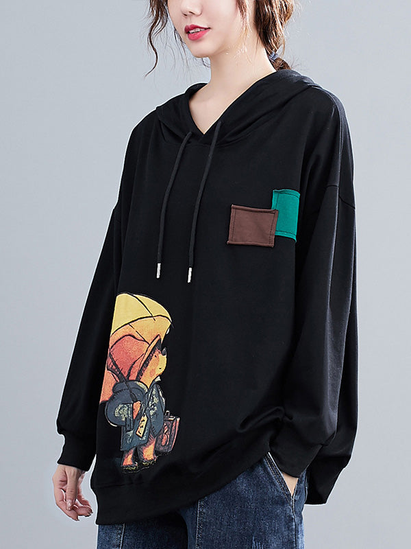 xakxx Original Cartoon Printed Drawstring Hoodies