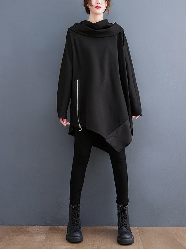 xakxx Original Loose Irregular Zipper Long Sleeves Sweatshirt