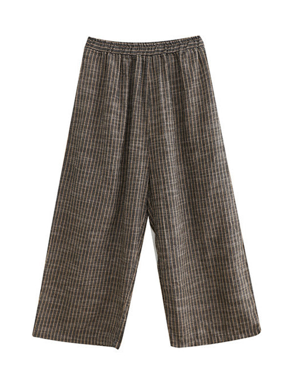 xakxx Vintage Ramie Cotton Notched Collar One Button Suits+Column Pants 2 Pieces Set