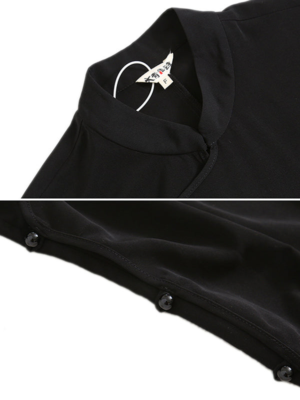 xakxx Vintage Solid Buckle Long Cheongsams