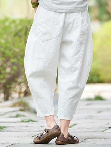 xakxx Loose Pure Color Comfortable Linen bloomers