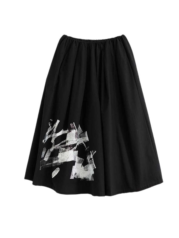 xakxx Loose Wide Leg Abstract Printed Elasticity Casual Pants Bottoms