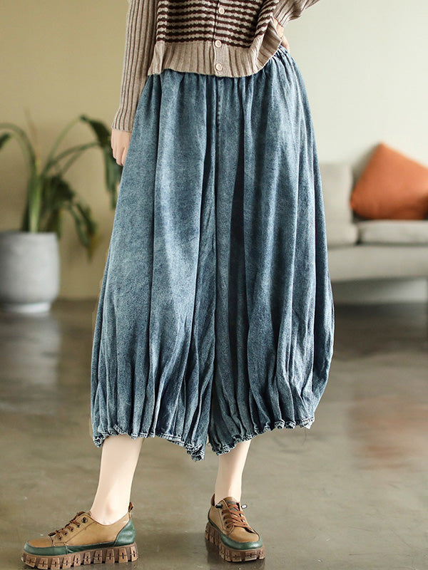 xakxx Vintage Elastic Waist Wide Leg Over Size Jean Pants