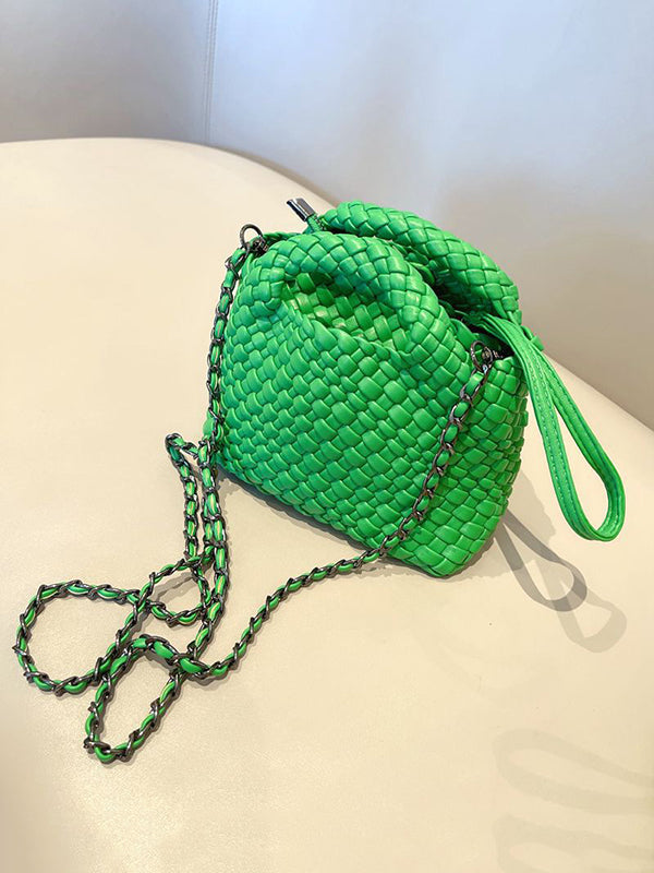 xakxx Solid Color Woven Bags Handbags