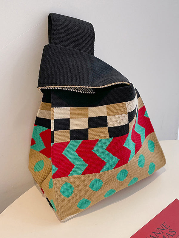xakxx Contrast Color Striped Bags Handbags