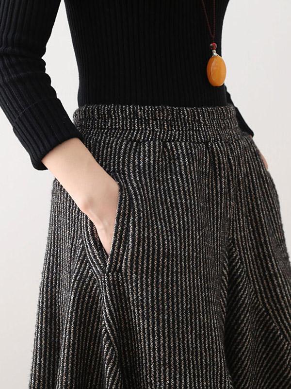 xakxx Vintage Knitted Thickening Asymmetric Lantern Wide Leg Pants