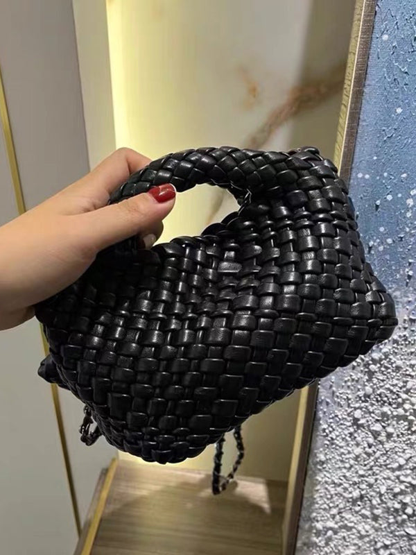 xakxx Solid Color Woven Bags Handbags