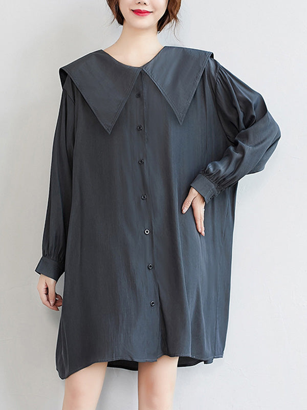 xakxx Original Printed Doll Collar Shirt Dress
