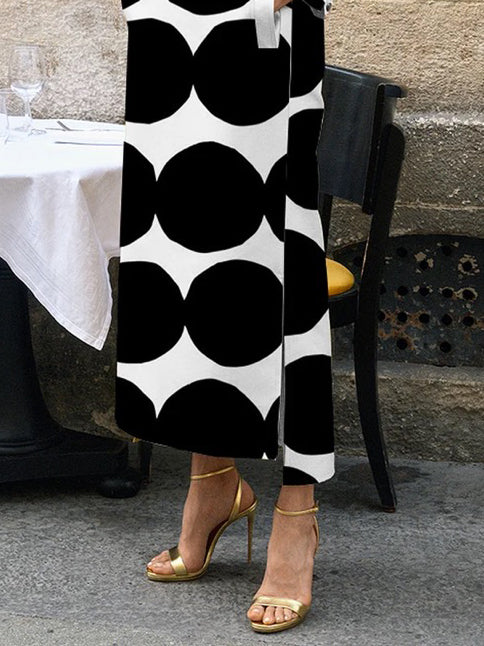 xakxx Long Sleeves Loose Polka-Dot Split-Side Stand Collar Midi Dresses