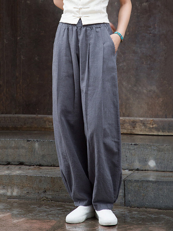 xakxx Bloomers Solid Color Casual Pants Bottoms Trousers