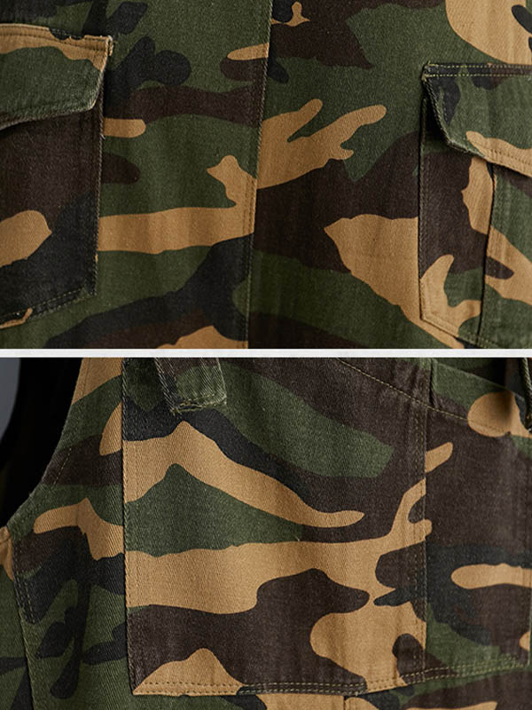 xakxx Original Camouflage Elasticity Harem Denim Overalls