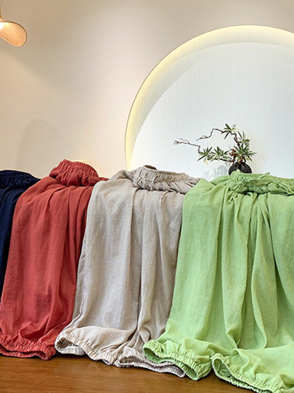 xakxx Vintage Wide Leg Loose Solid Color Bloomers Pants