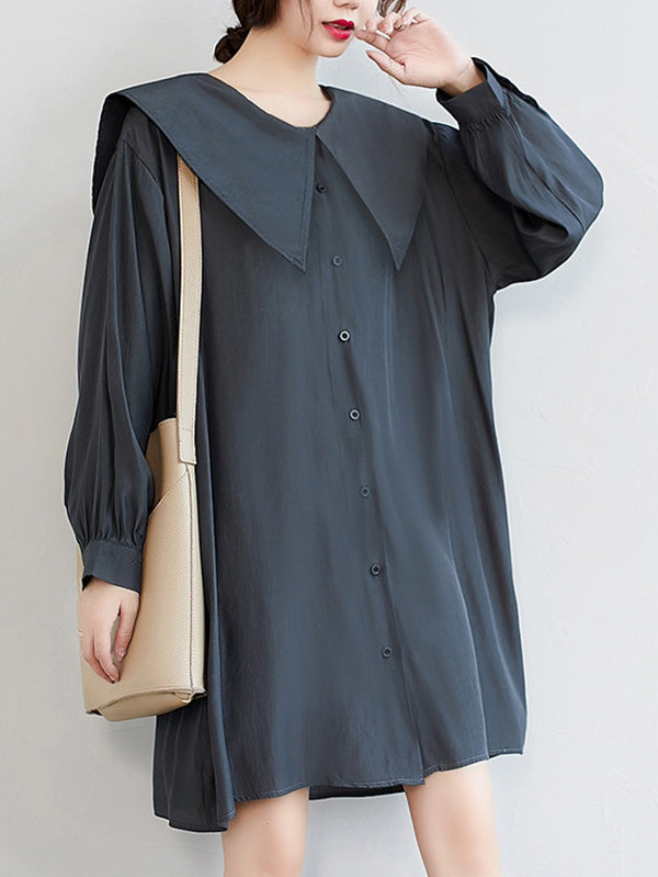 xakxx Original Printed Doll Collar Shirt Dress