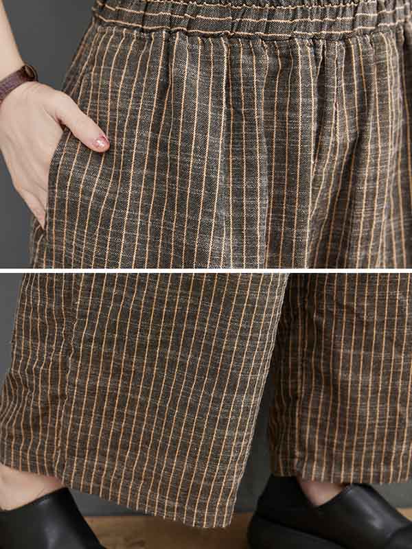 xakxx Vintage Ramie Cotton Notched Collar One Button Suits+Column Pants 2 Pieces Set