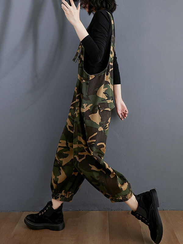 xakxx Original Camouflage Elasticity Harem Denim Overalls