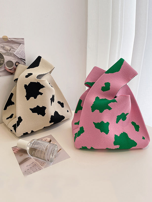 xakxx Urban Knitting Cow Pattern Bags Accessories Handbags