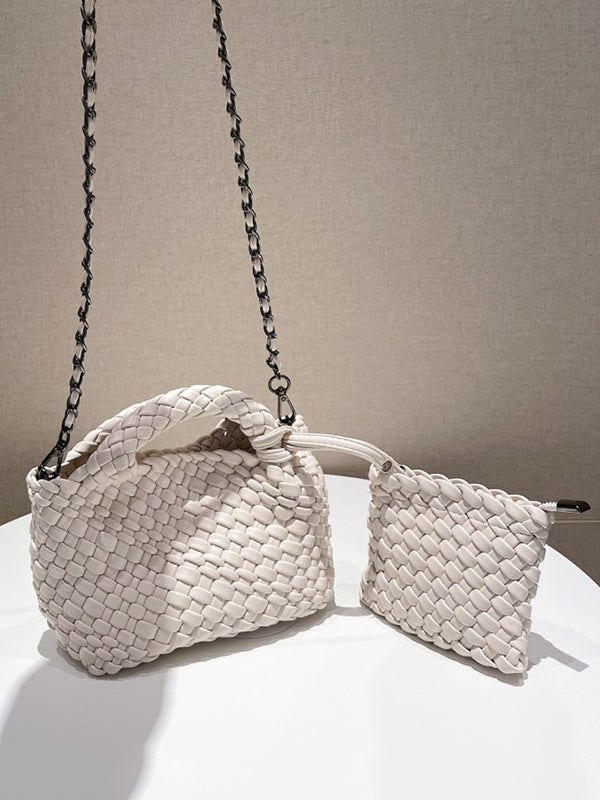 xakxx Solid Color Woven Bags Handbags