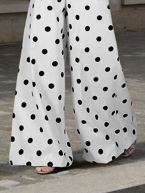 xakxx Loose Wide Leg Polka-Dot Casual Pants Bottoms