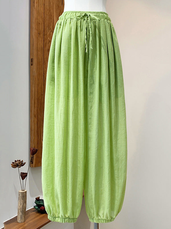 xakxx Vintage Wide Leg Loose Solid Color Bloomers Pants