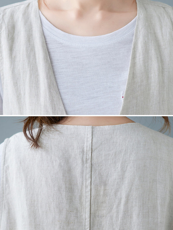 xakxx Simple Loose V-Neck Solid Color Vest