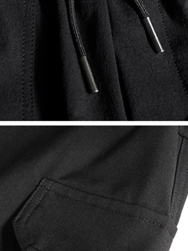 xakxx Stylish Drawstring Punk Empire Black Casual Overalls Pants
