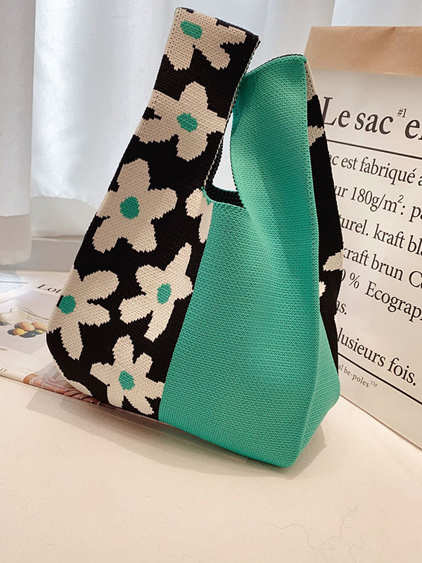 xakxx Contrast Color Floral Bags Accessories Handbags