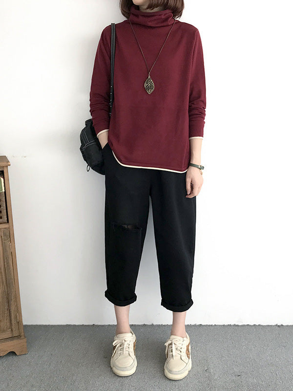 xakxx xakxx-Casual Loose 8 Colors High-Neck Long Sleeves Knitwear