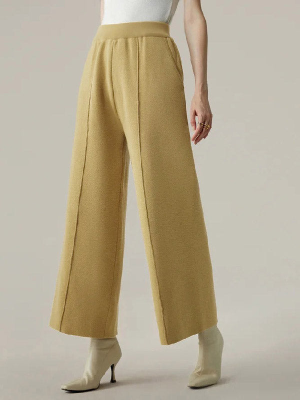 xakxx Ninth Pants Wide Leg Solid Color Pants Trousers