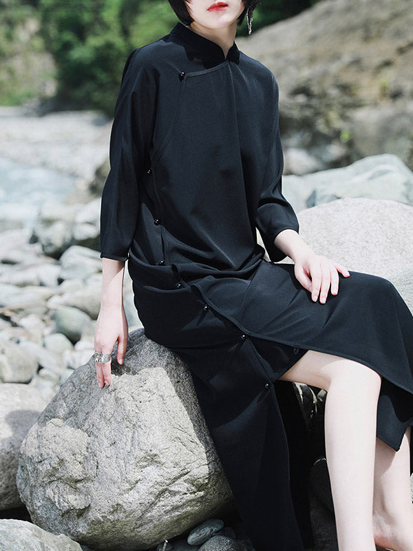 xakxx Vintage Solid Buckle Long Cheongsams