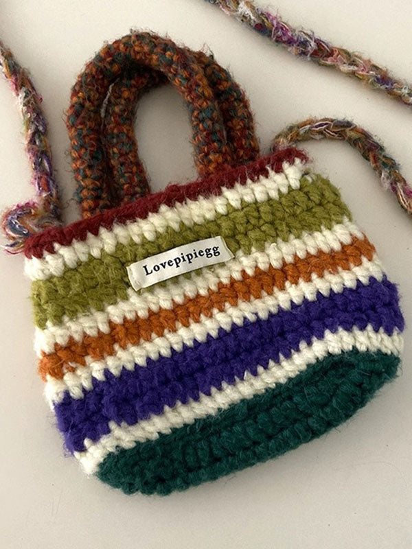 xakxx Colorful Contrast Color Crossbody Bag Woven Handbag