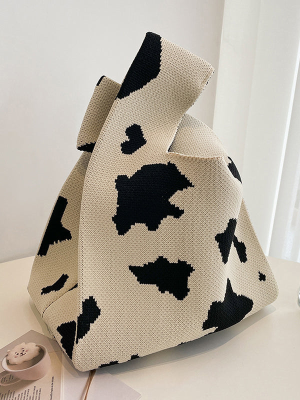 xakxx Urban Knitting Cow Pattern Bags Accessories Handbags