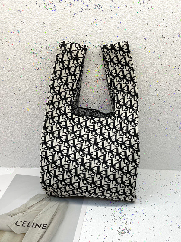 xakxx Contrast Color Cute Bags Woven Handbag