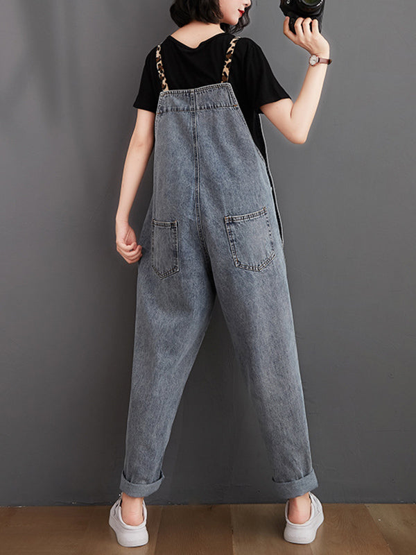 xakxx Original Leopard Elasticity Denim Overalls