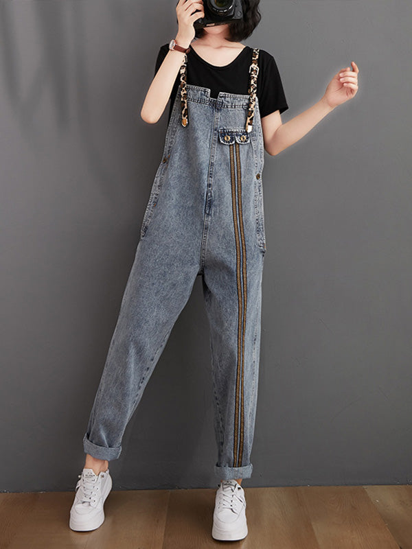xakxx Original Leopard Elasticity Denim Overalls