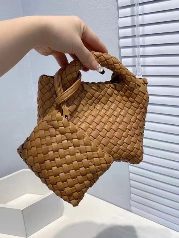 xakxx Solid Color Woven Bags Handbags