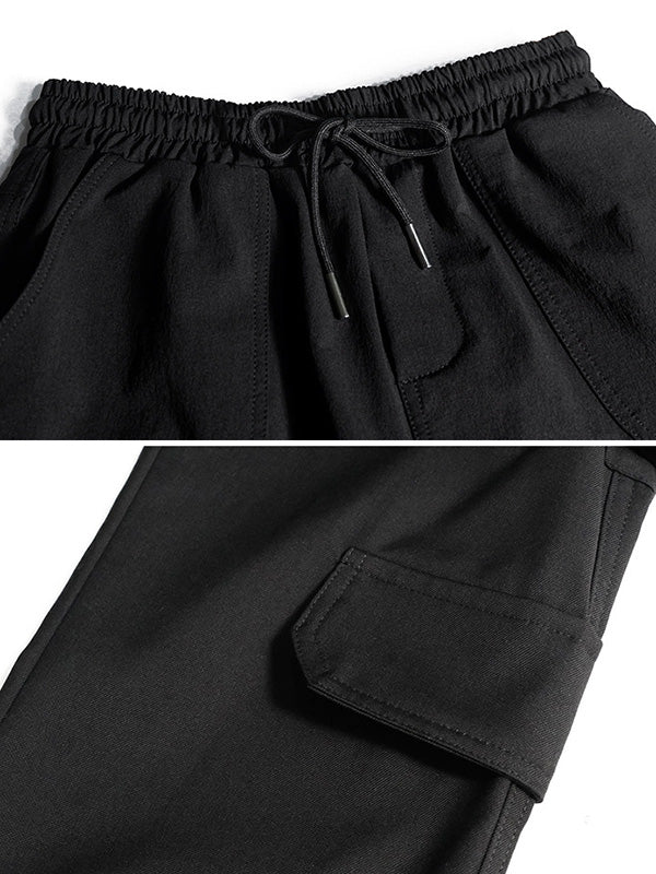 xakxx Stylish Drawstring Punk Empire Black Casual Overalls Pants