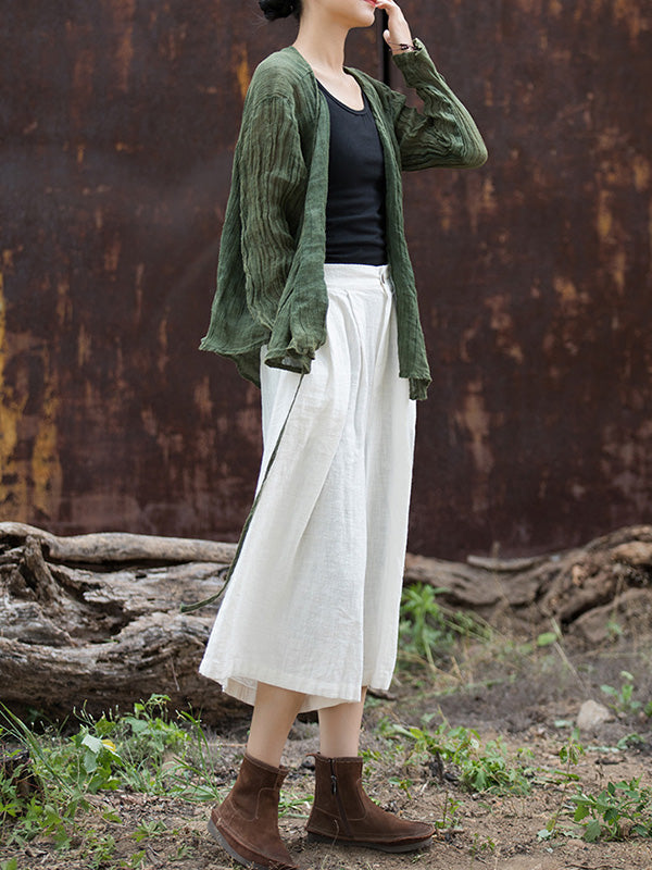 xakxx High Waisted Loose Pleated Split-Joint Pants Trousers