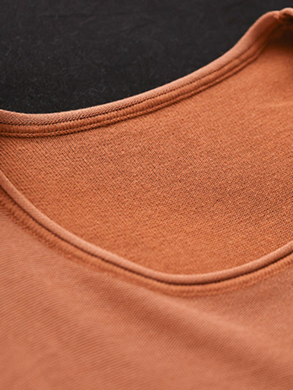 xakxx Loose Sleeveless Solid Color Round-Neck Knitting Vest Top